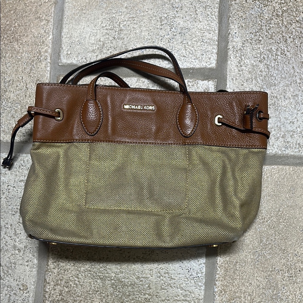 Michael Kors Two-Tone Leather and Canvas Tote